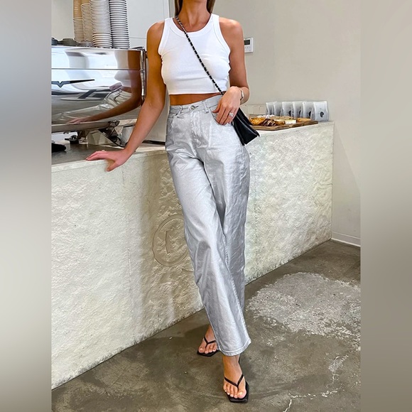 Commence Metallic Leather Straight Leg Pant - Picture 3 of 9